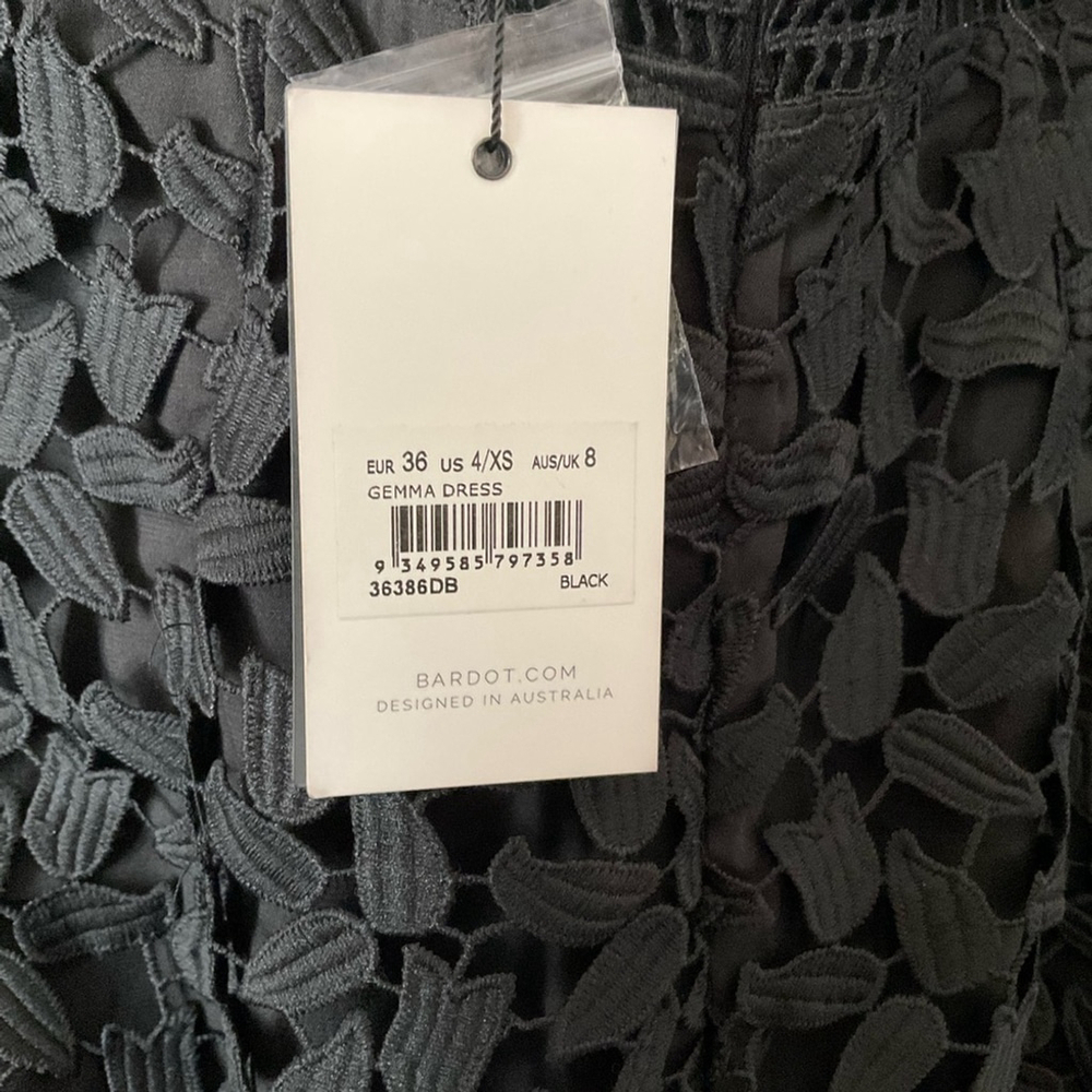 Bardot Black Lace Open Back Gemma Halter Knee Length Dress Size 4 - Picture 5 of 7